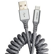 Ventev Chargesync Helix Coiled USB A to USB C Cable, Heather Gray COILCABACVNV